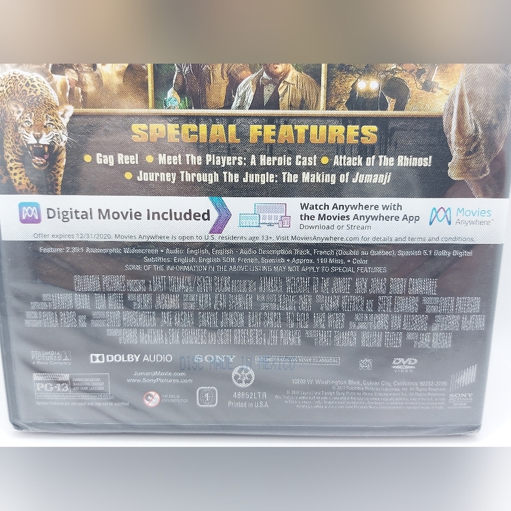 Jumanji: Welcome to the Jungle (DVD, 2017) New/Sealed - Picture 4 of 4